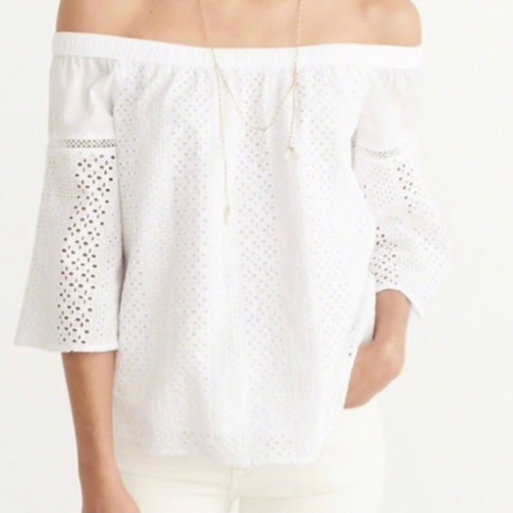 Abercrombie & Fitch white eyelet off the shoulder top